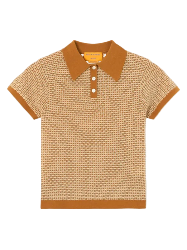 Guest in Residence Pique Shrunken Polo Sweater - Suede Combo