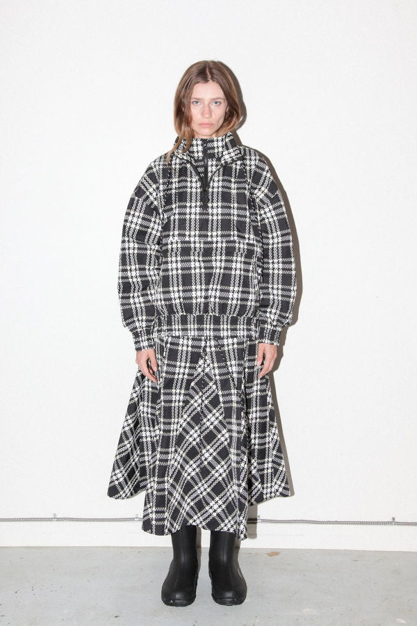 KkCo Plaid Trail Double Mockneck Top - Black Plaid