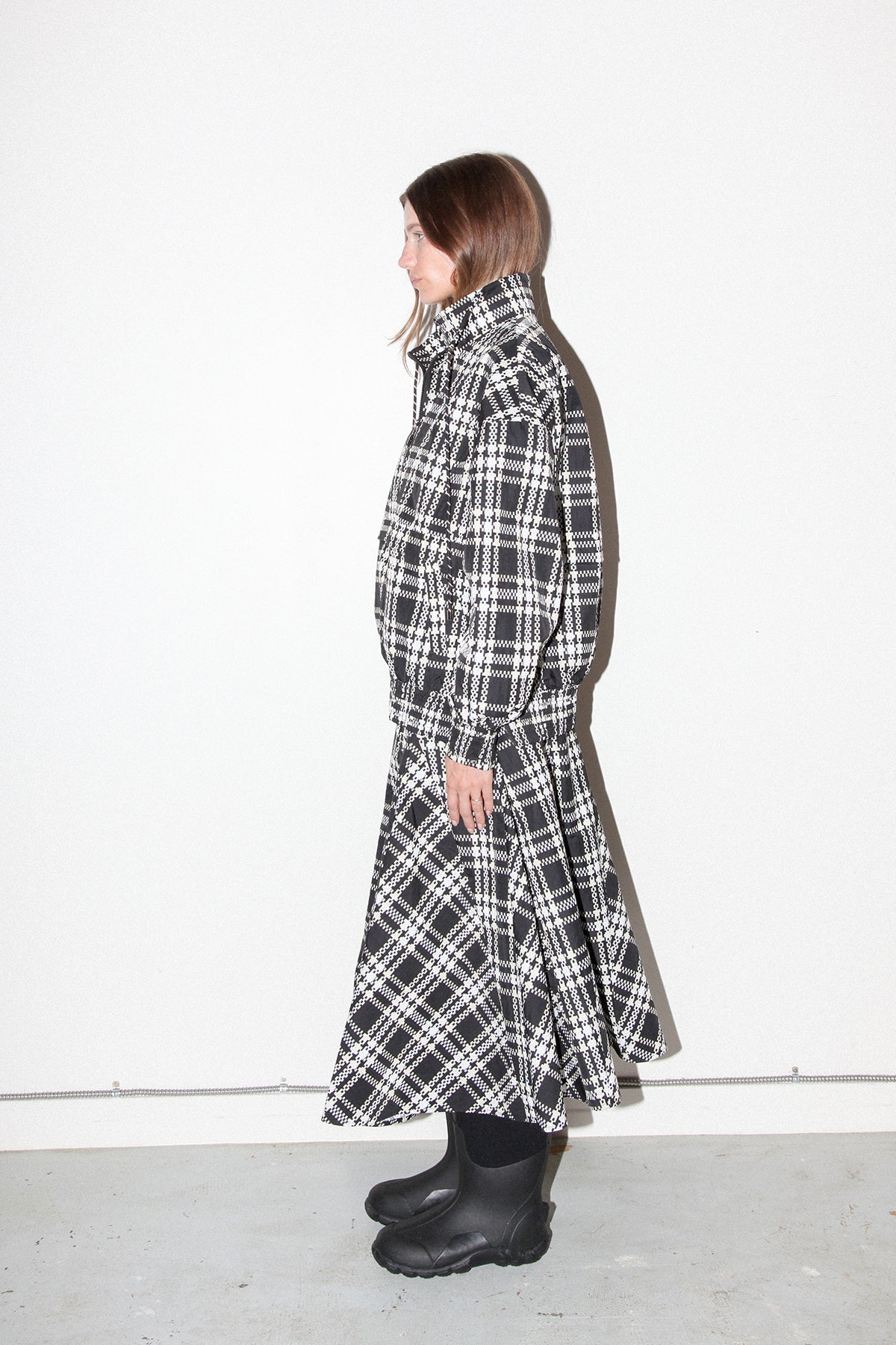 KkCo Plaid Trail Double Mockneck Top - Black Plaid