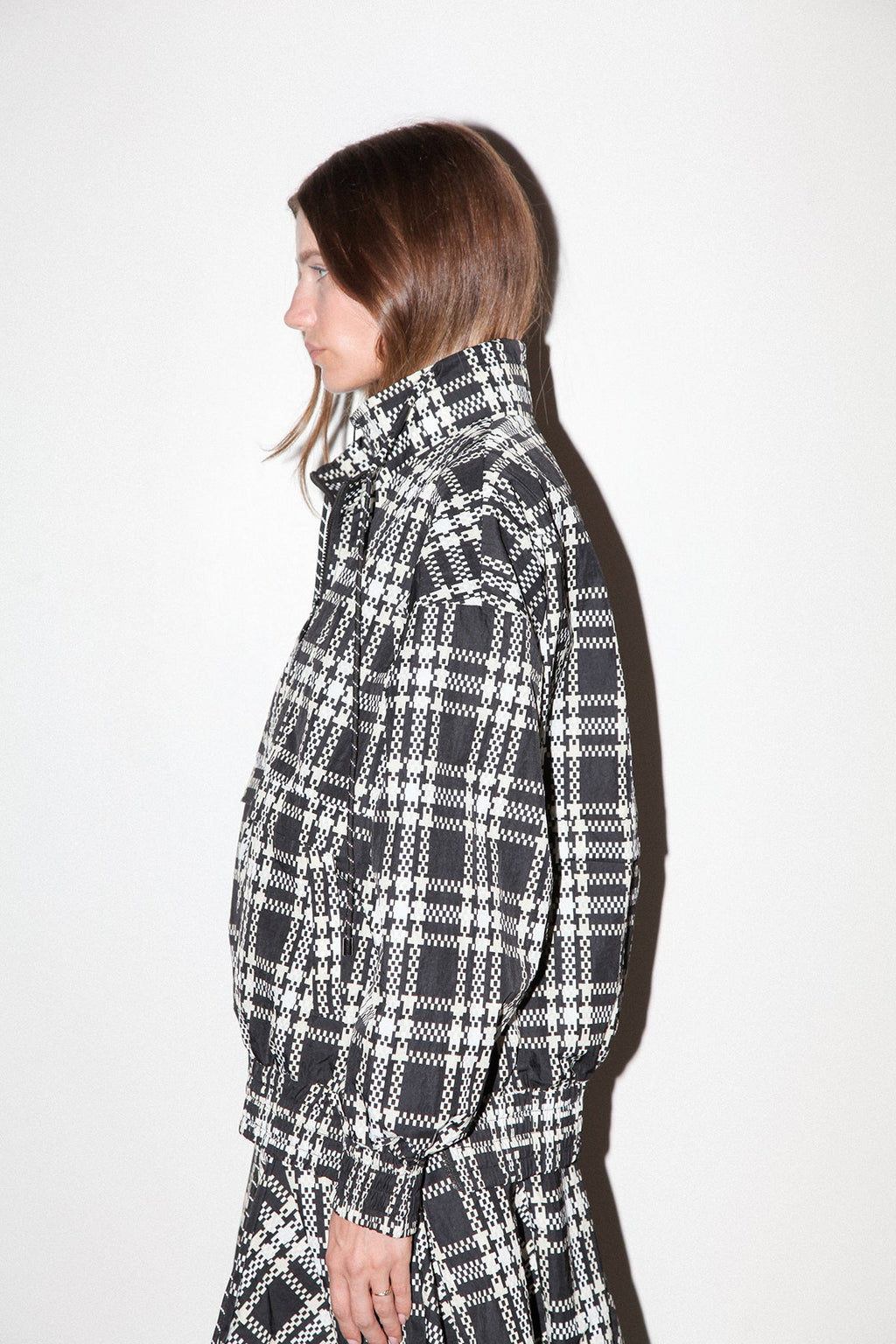 KkCo Plaid Trail Double Mockneck Top - Black Plaid