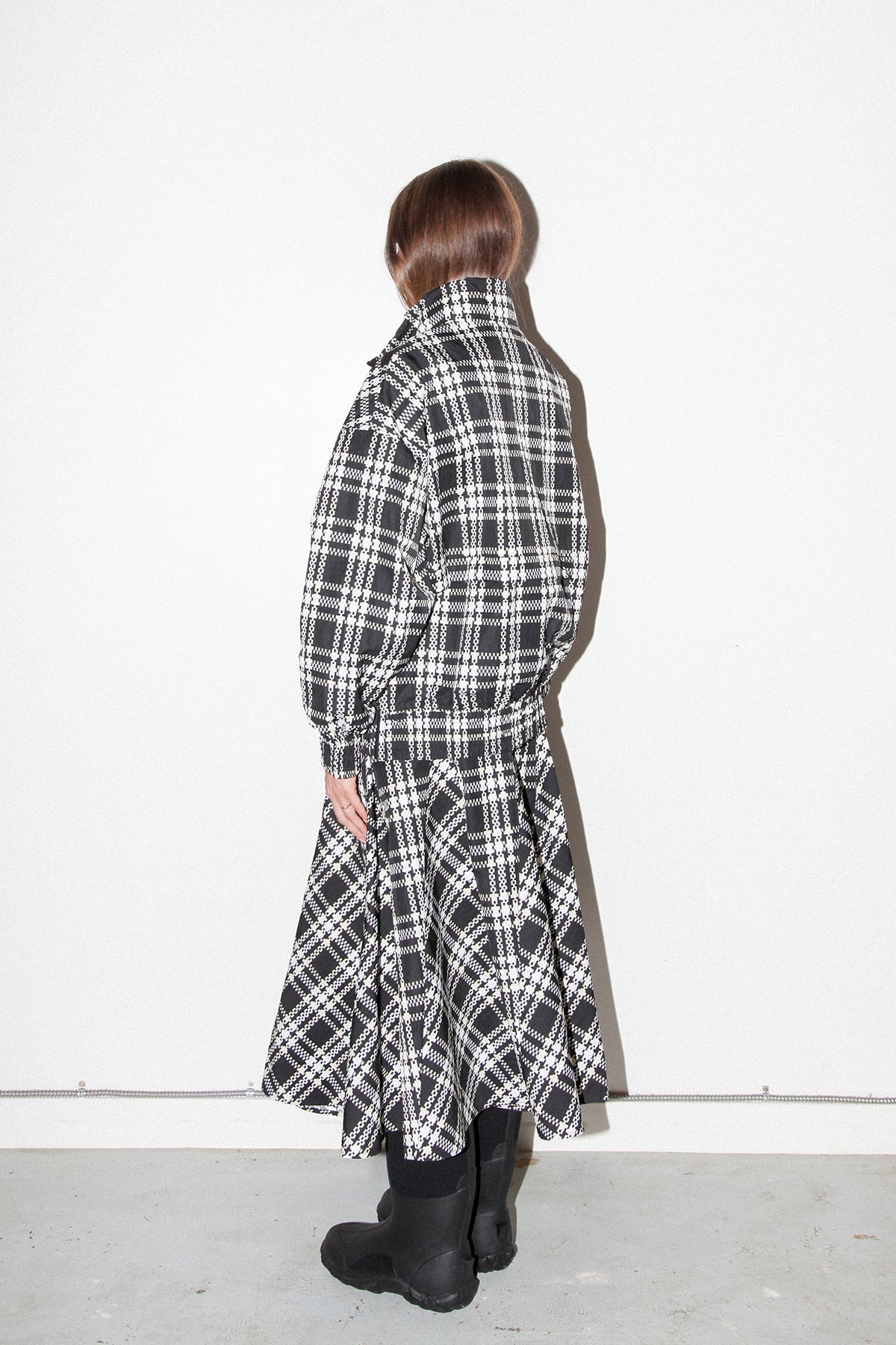 KkCo Plaid Trail Double Mockneck Top - Black Plaid