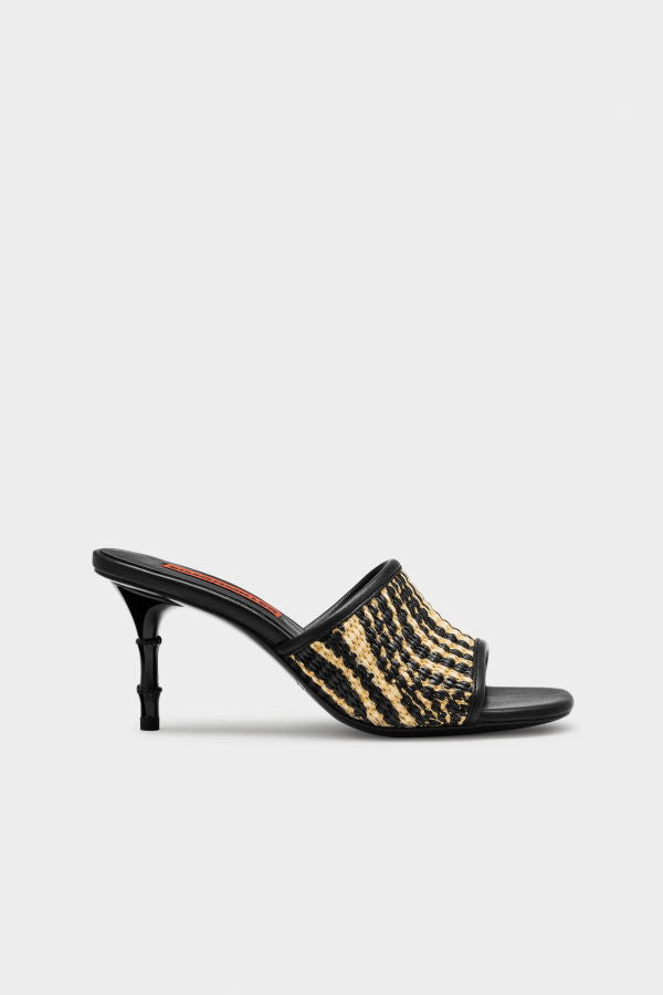 Simon Miller Playa Bamboo Heel - Black/Natural Zebra