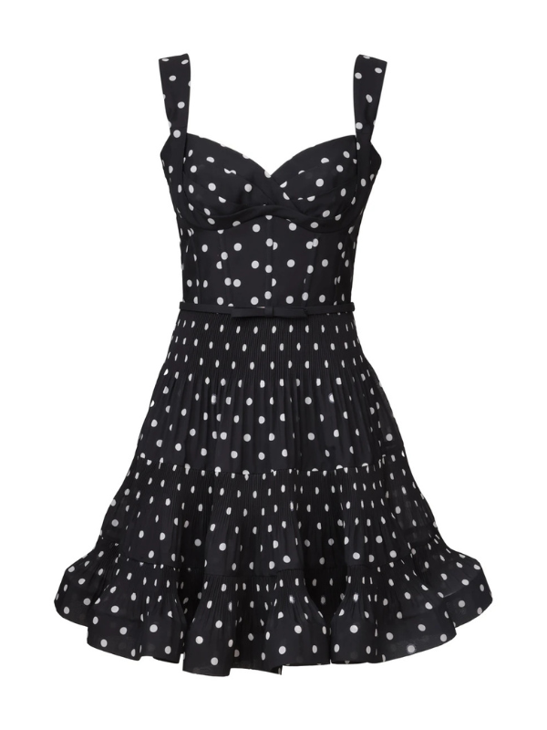 Zimmermann Pleated Draped Mini Dress - Black Dot