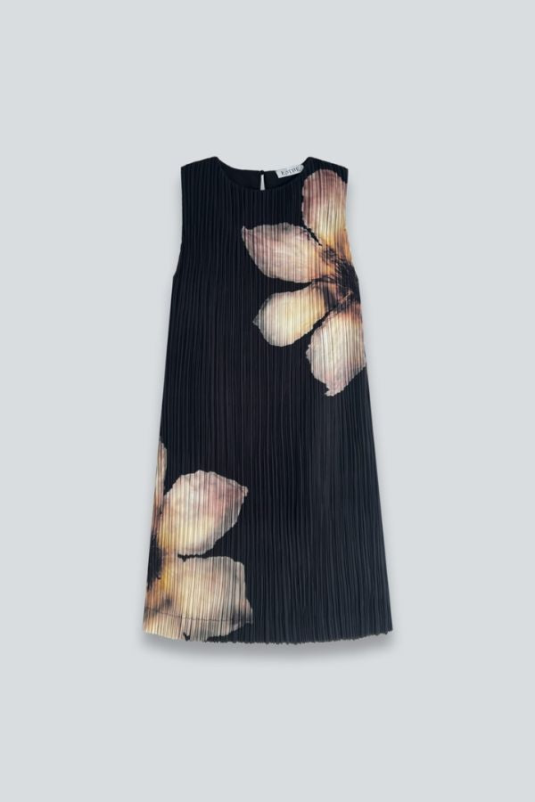 Esthé Pleated Floral Mini Dress - Night Petal Print