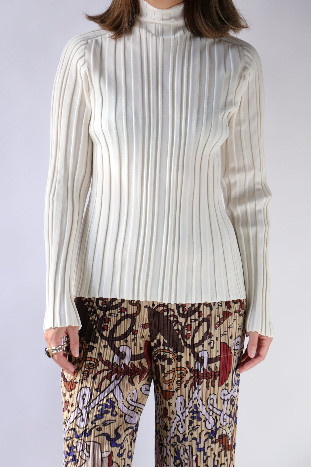 Issey Miyake Pleats Please Planet Knit Top - Off White