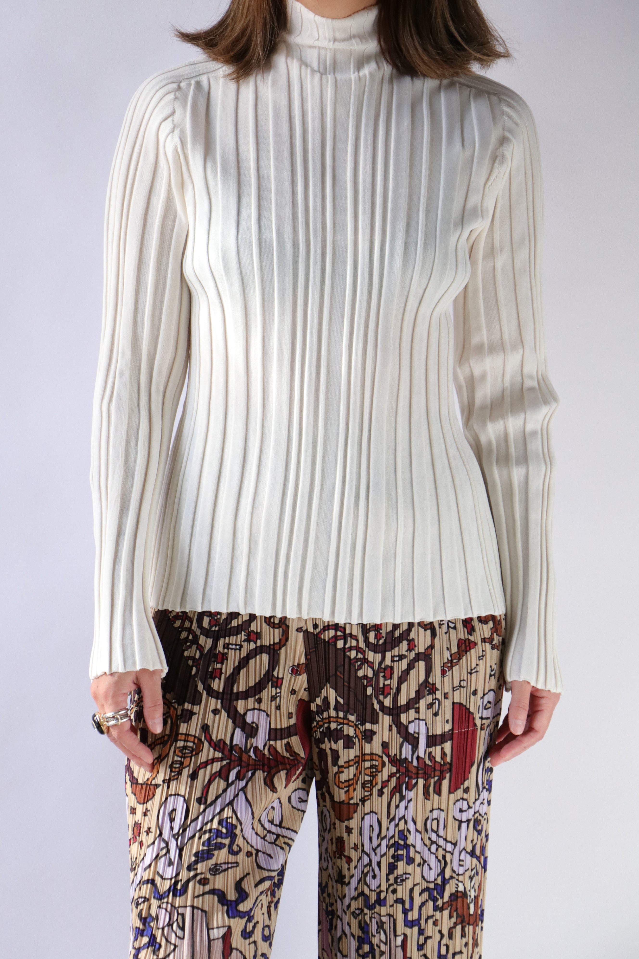 Issey Miyake Pleats Please Planet Knit Top - Off White
