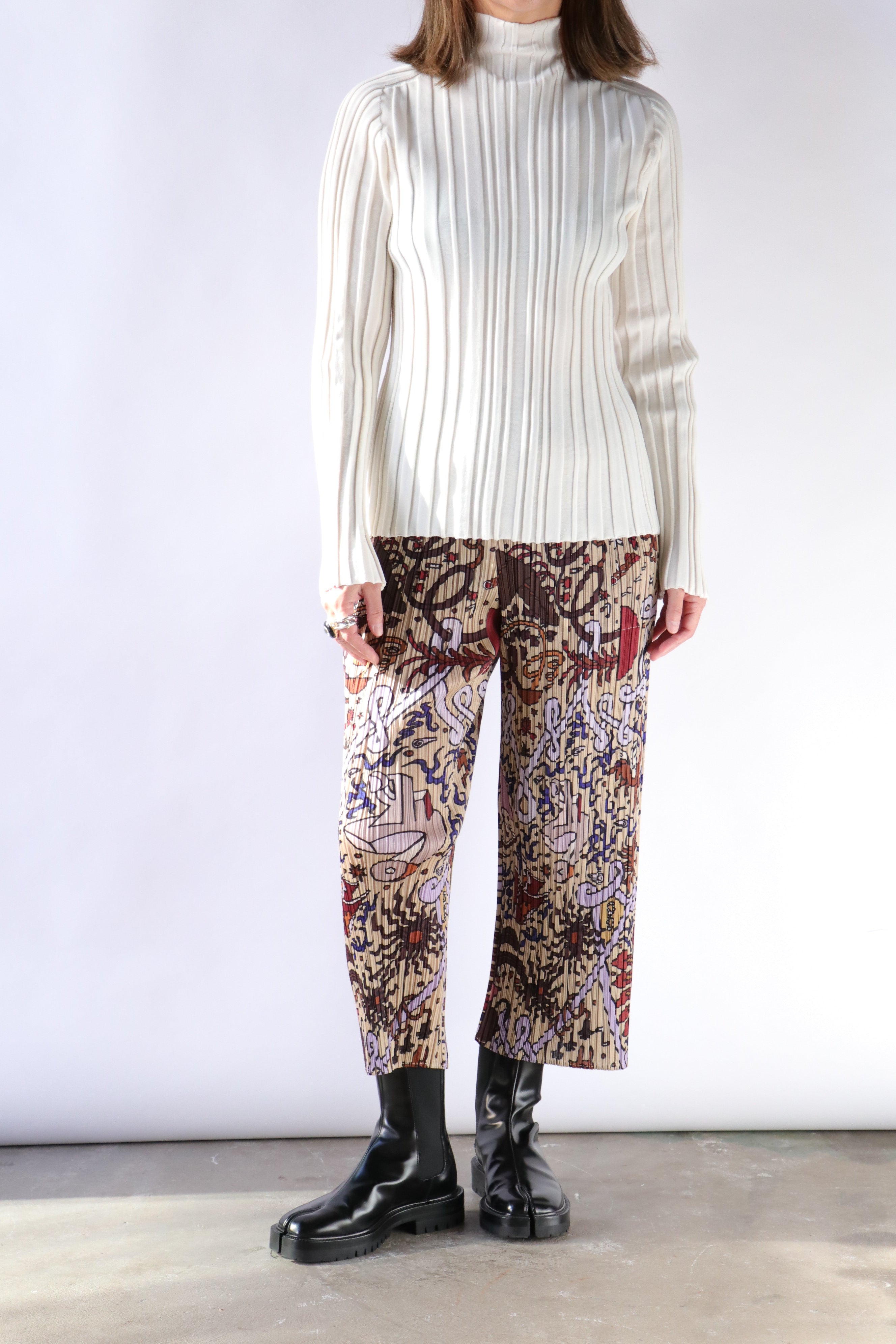 Issey Miyake Pleats Please Planet Knit Top - Off White