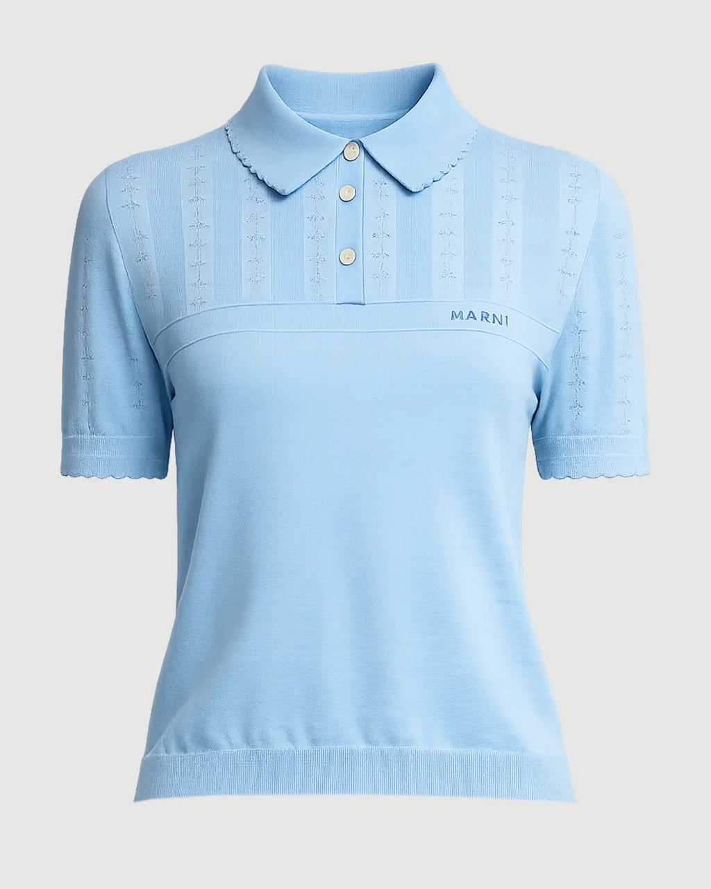 Marni Pointelle Short Sleeve Polo - Powder Blue