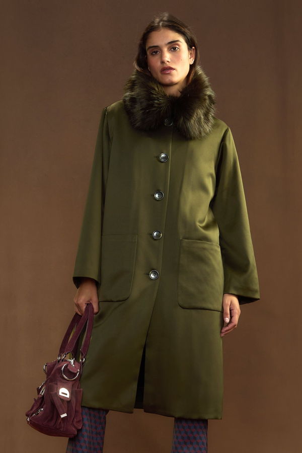 Cynthia Rowley Polished Coat - Dark Olive
