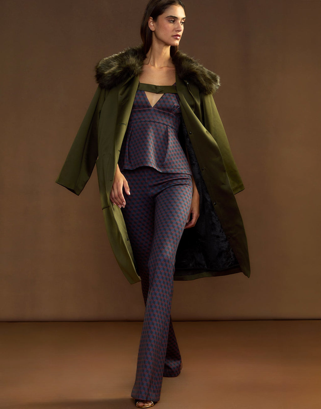 Cynthia Rowley Polished Coat - Dark Olive