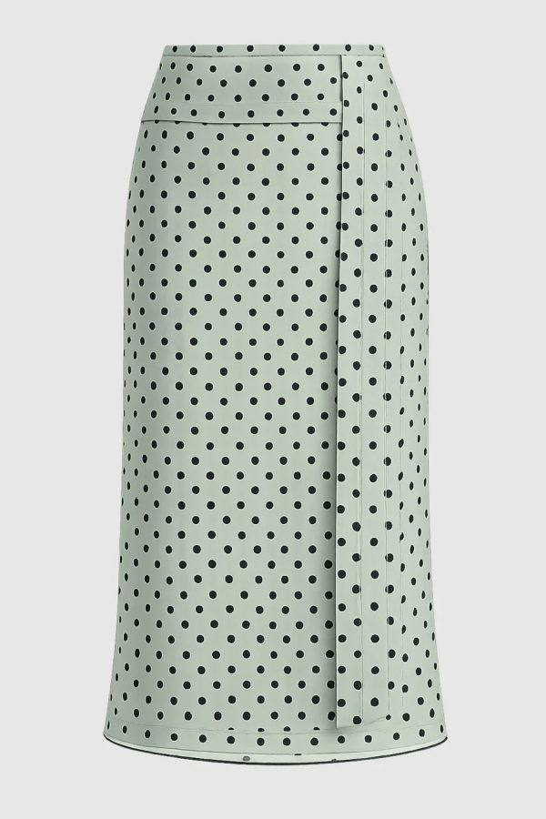 Marni Polka Pencil Midi Skirt - Green