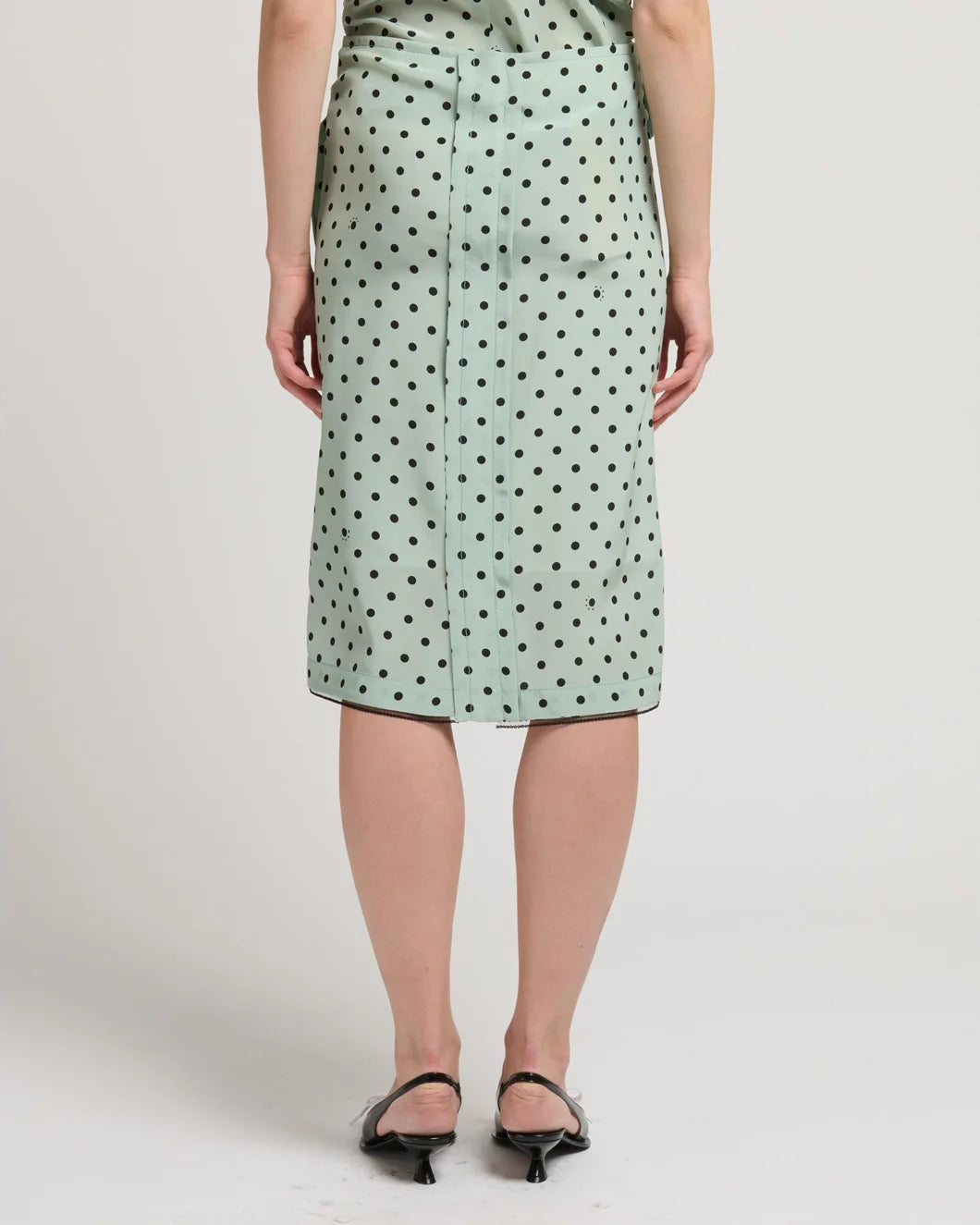 Marni Polka Pencil Midi Skirt - Green