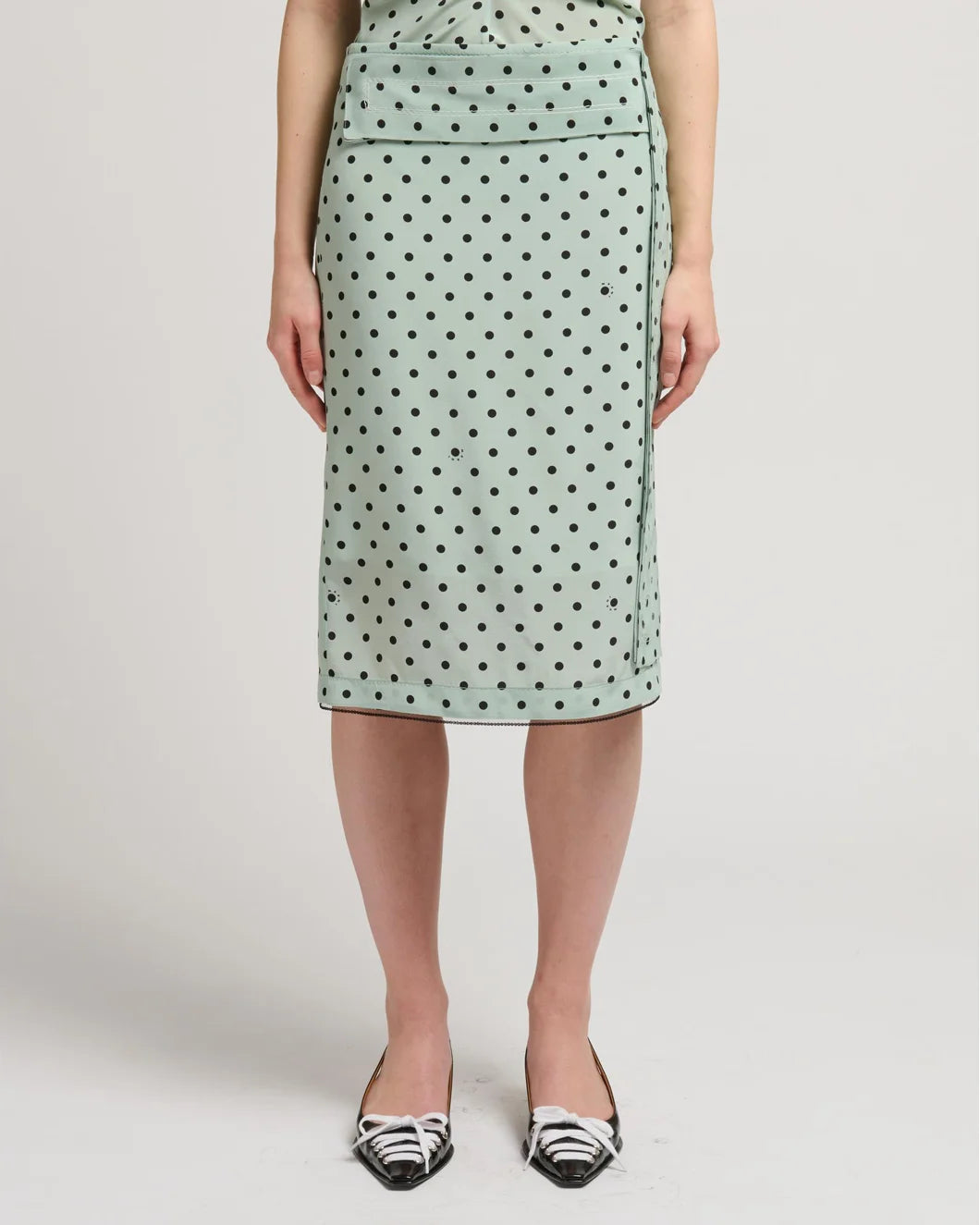 Marni Polka Pencil Midi Skirt - Green