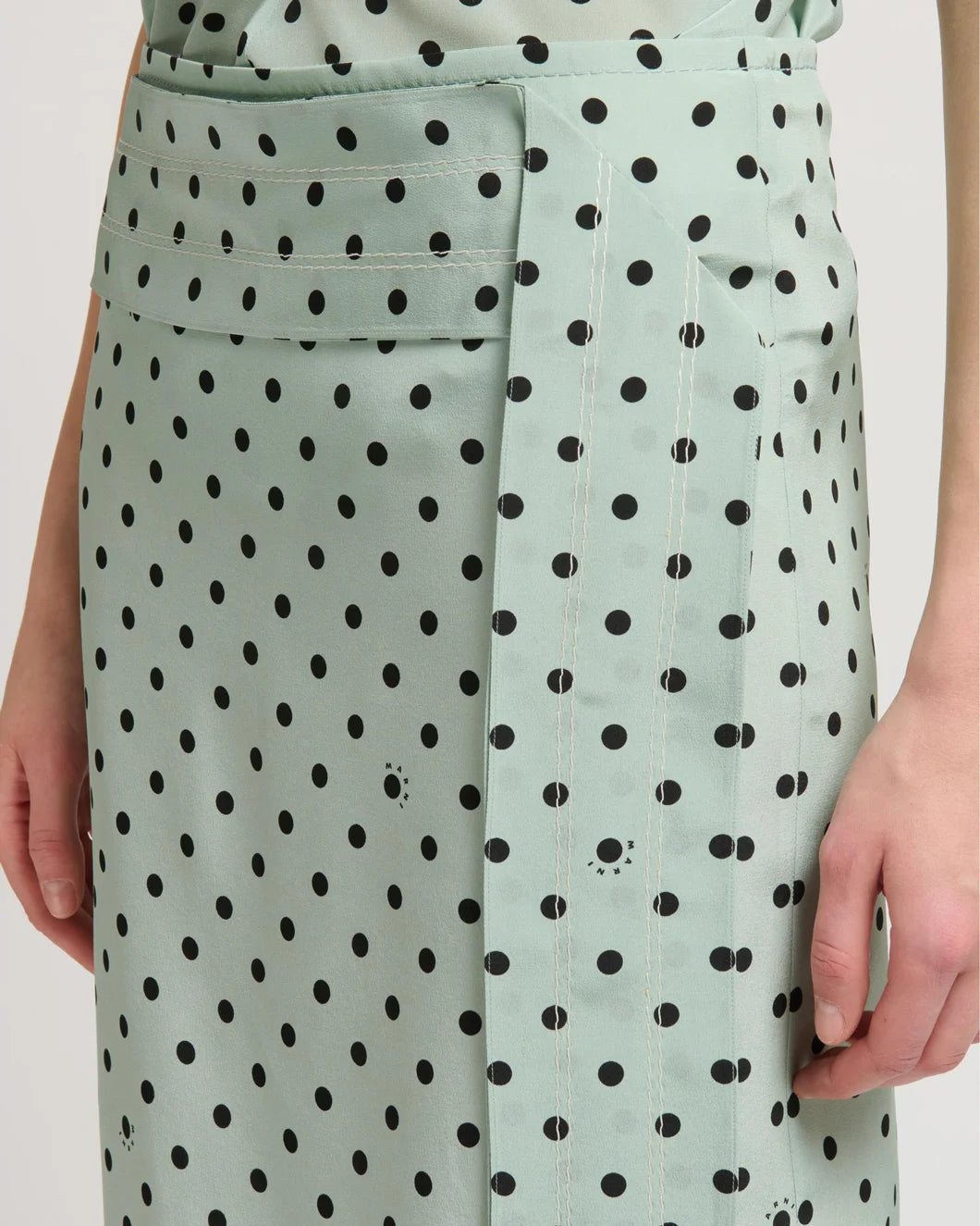 Marni Polka Pencil Midi Skirt - Green