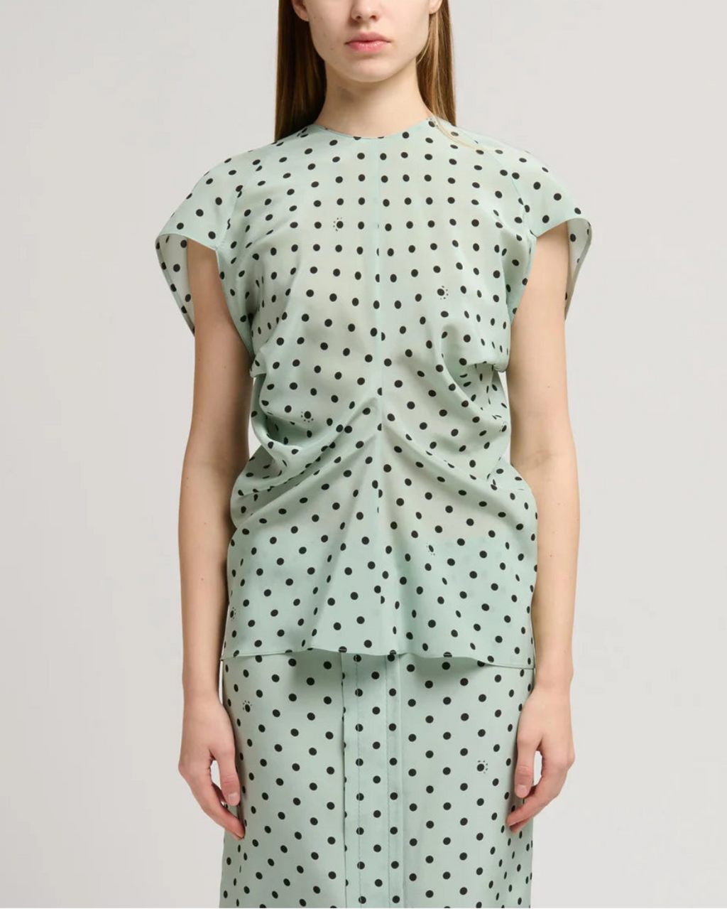 Marni Polka Rhythm Crepe de Chine Blouse - Mint