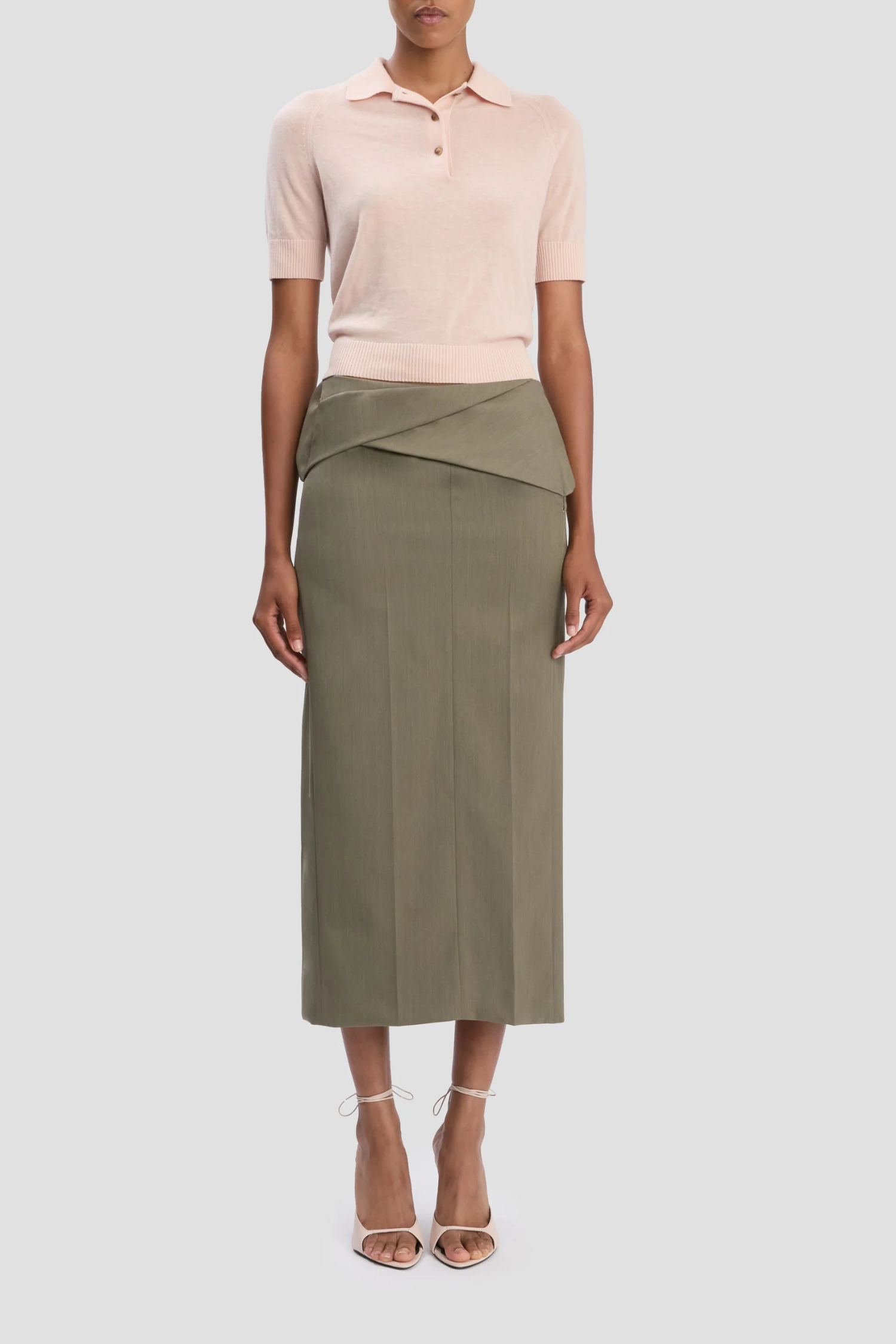 Victoria Beckham Polo Collar Top Polo - Pale Rose