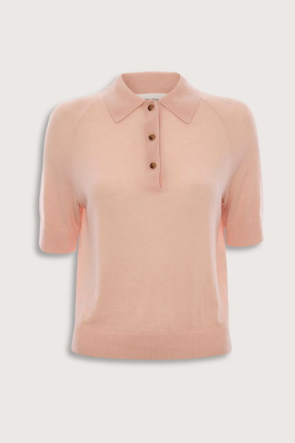 Victoria Beckham Polo Collar Top Polo - Pale Rose