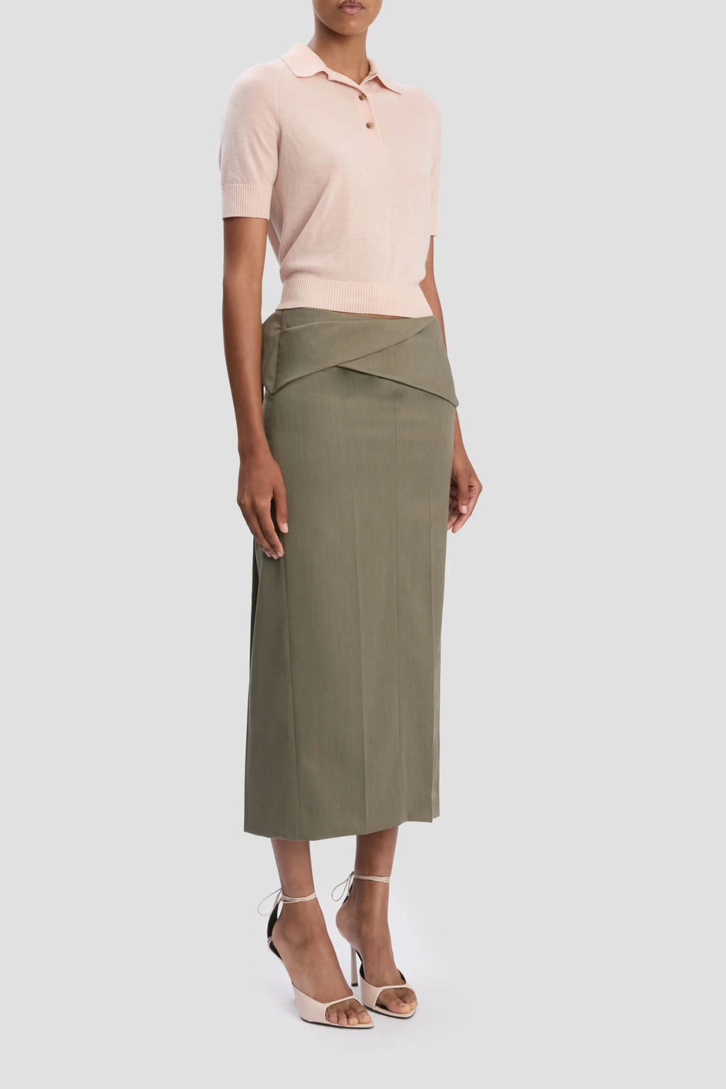 Victoria Beckham Polo Collar Top Polo - Pale Rose