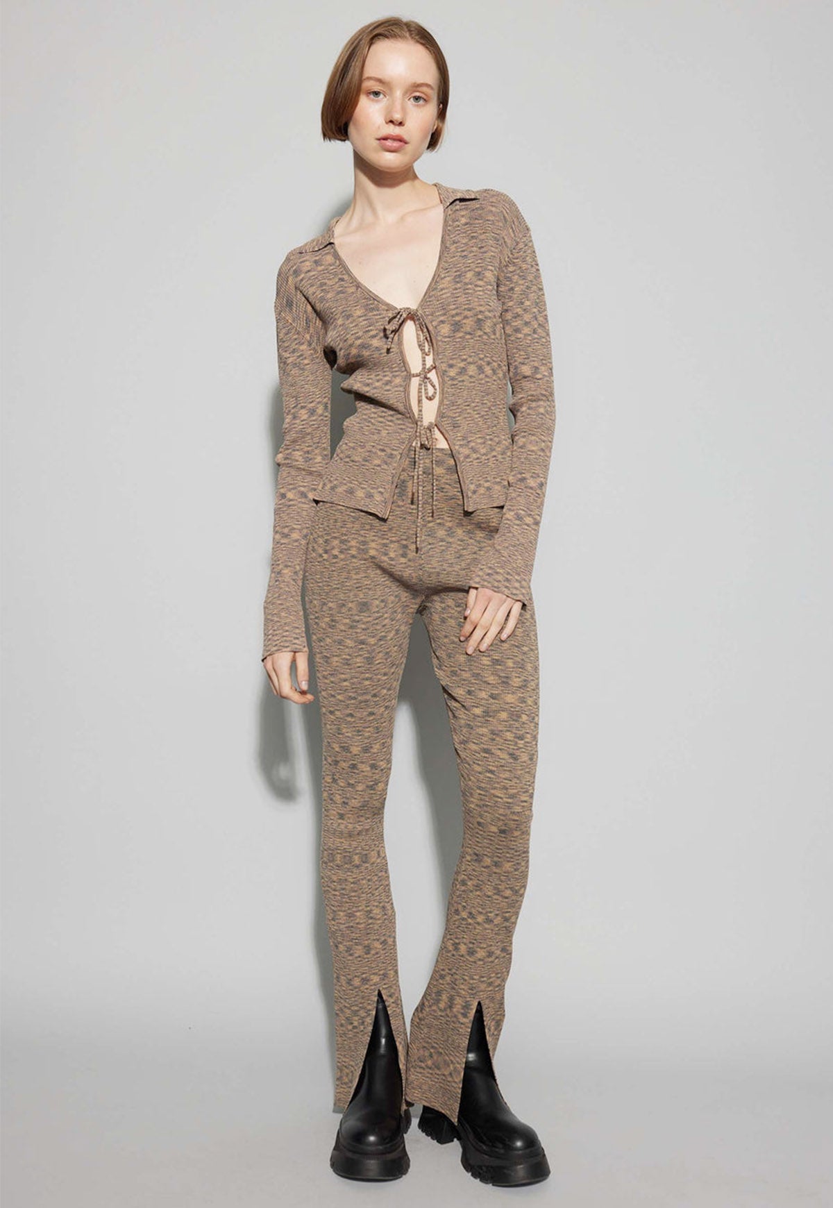 Oval Square Pool Knit Blouse - Mocha Bisque