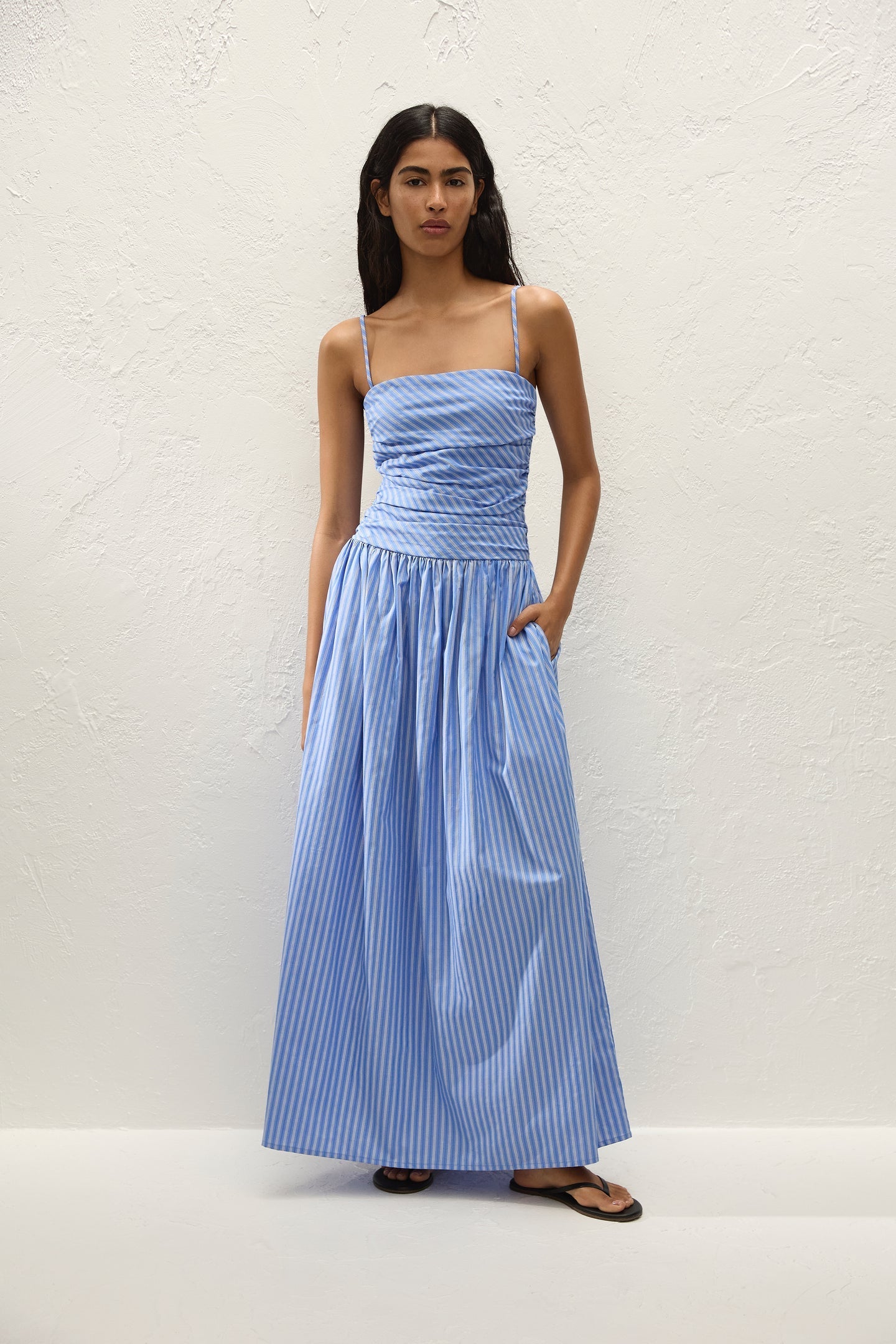 Faithfull The Brand Portlligat Maxi Dress - Stripe Azulejo Blue