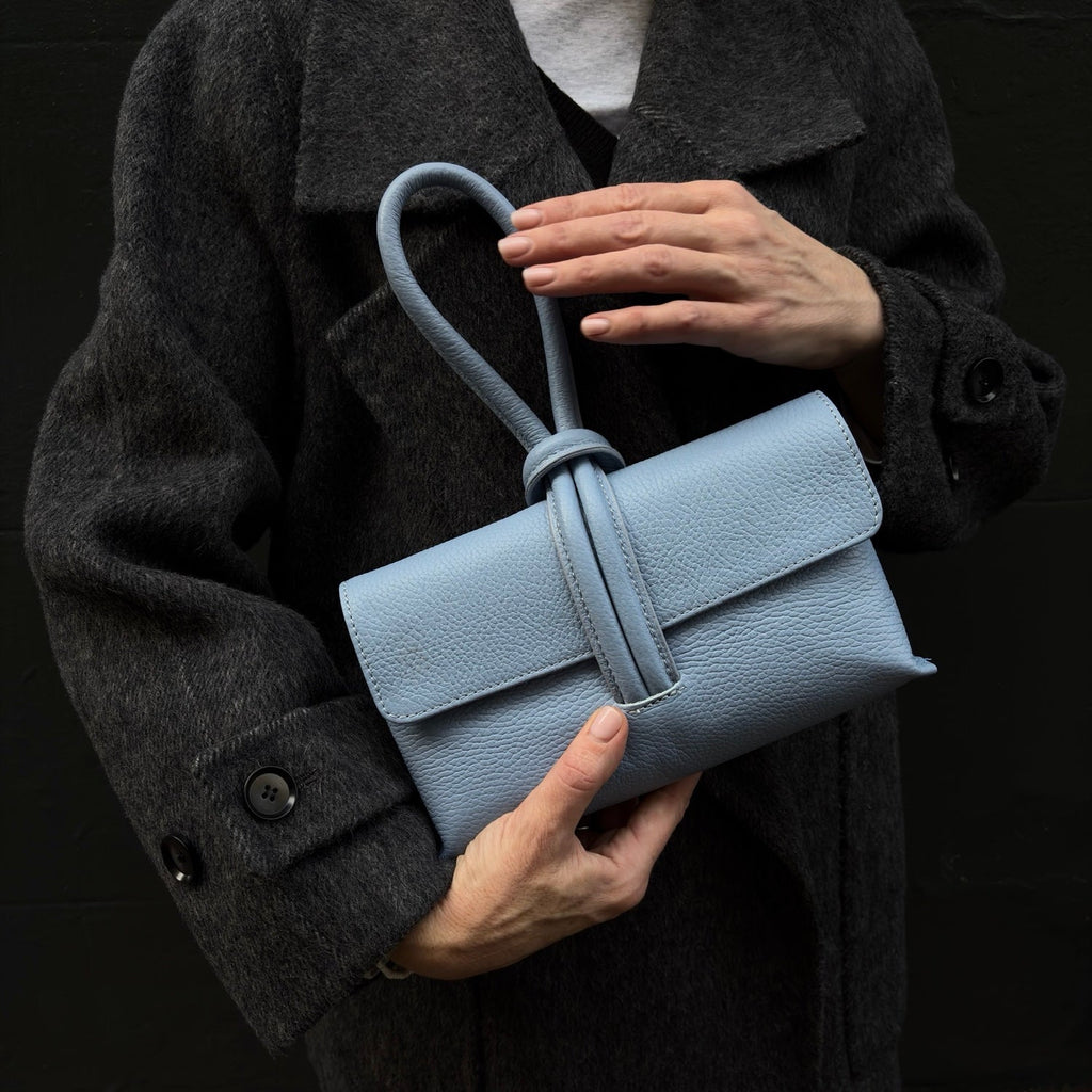 London Atelier Byproduct Leather Loop Clutch Bag - Powder Blue