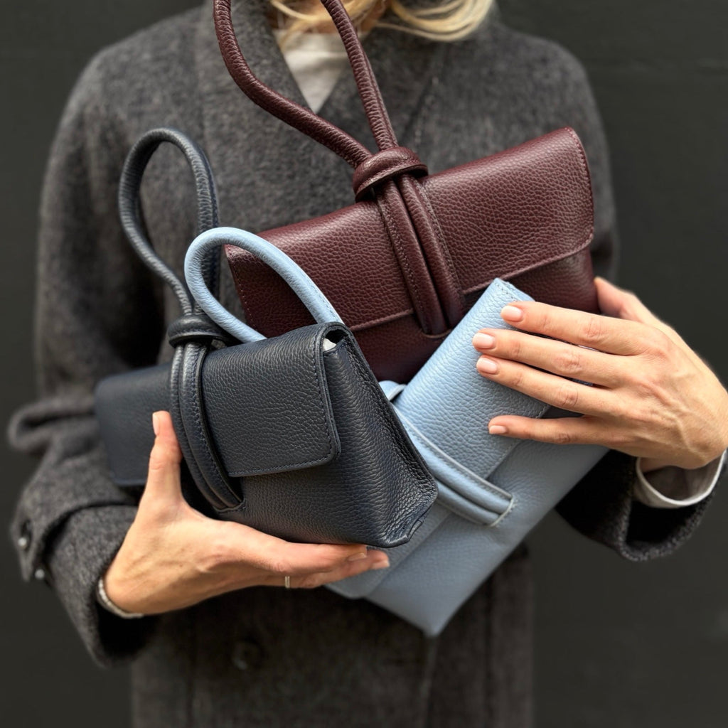 London Atelier Byproduct Leather Loop Clutch Bag - Powder Blue