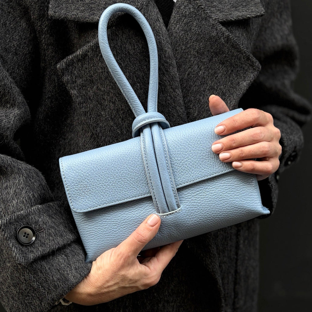 London Atelier Byproduct Leather Loop Clutch Bag - Powder Blue