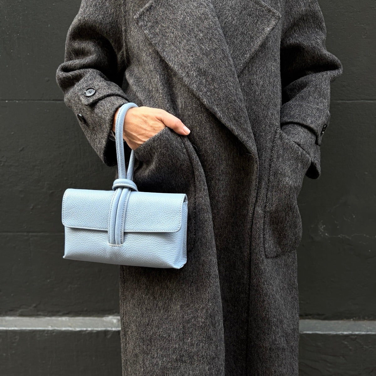London Atelier Byproduct Leather Loop Clutch Bag - Powder Blue