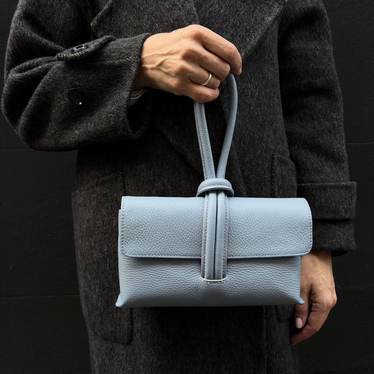 London Atelier Byproduct Leather Loop Clutch Bag - Powder Blue
