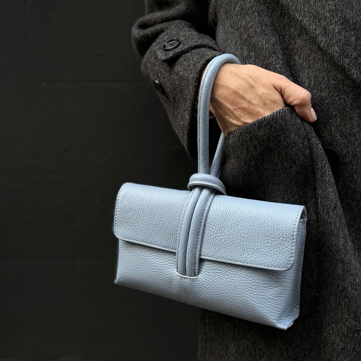London Atelier Byproduct Leather Loop Clutch Bag - Powder Blue