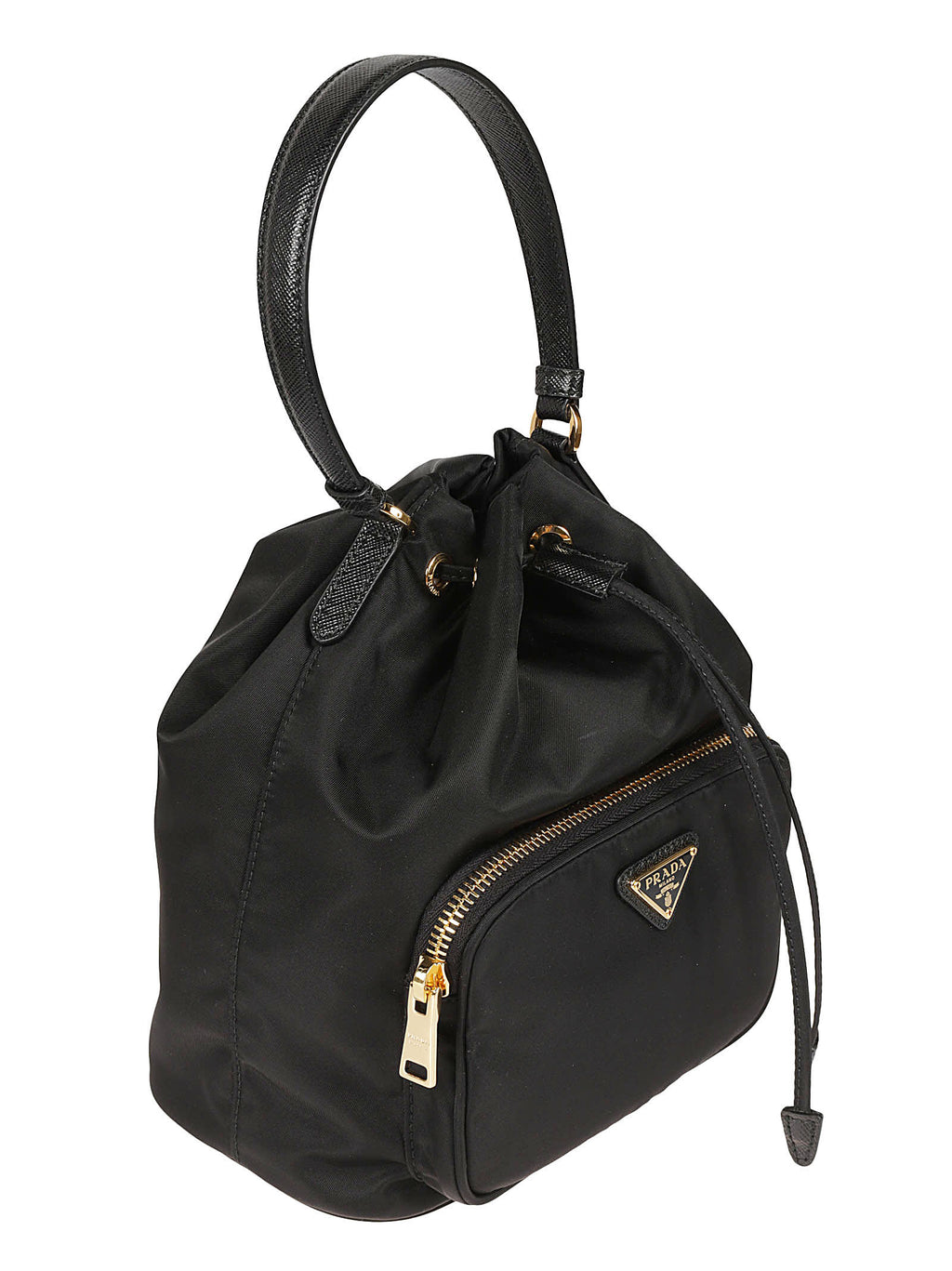 Prada Logo Plaque Bucket Bag - Nero