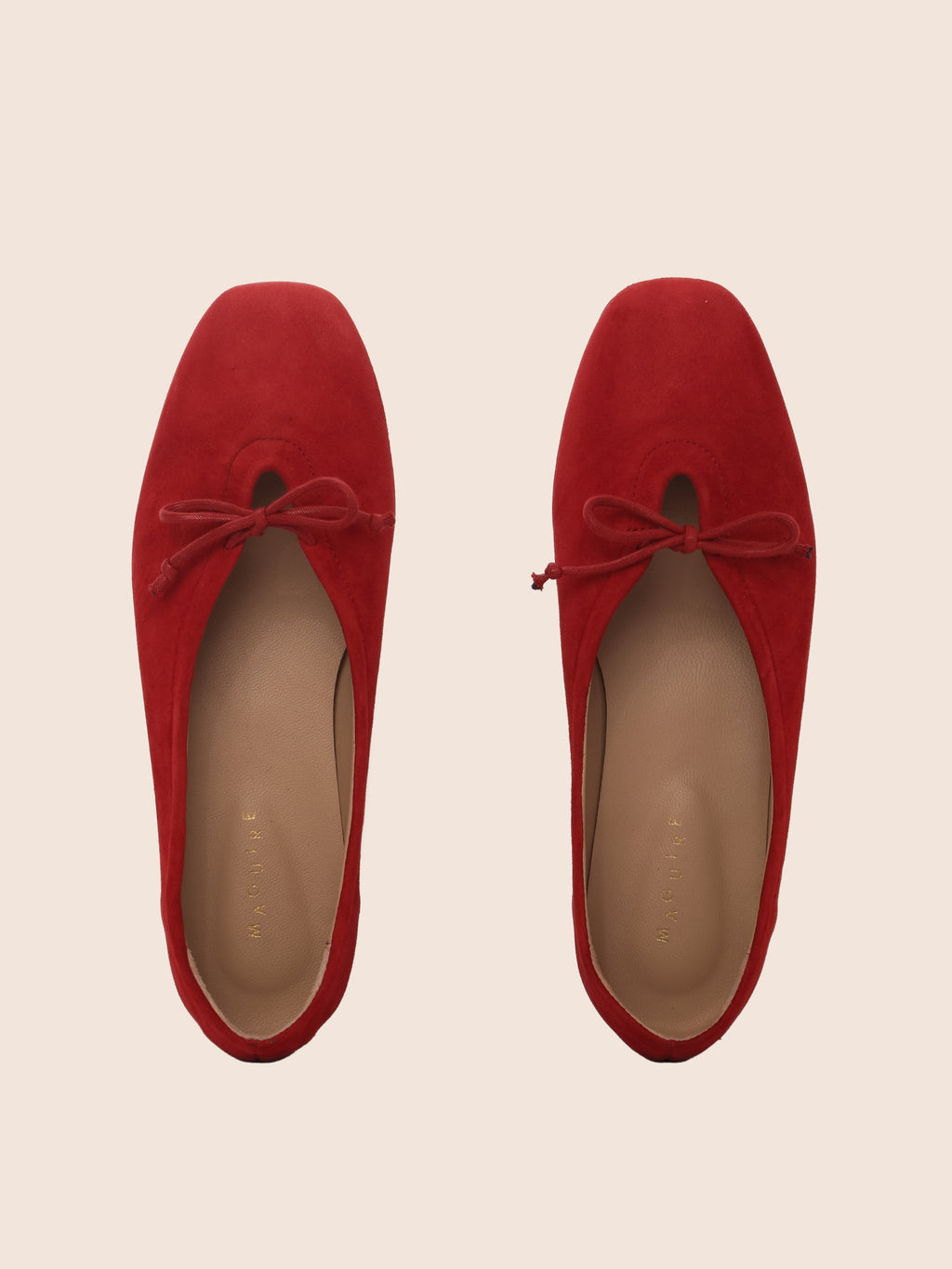 Maguire Prato Cherry Suede Ballerina - Red