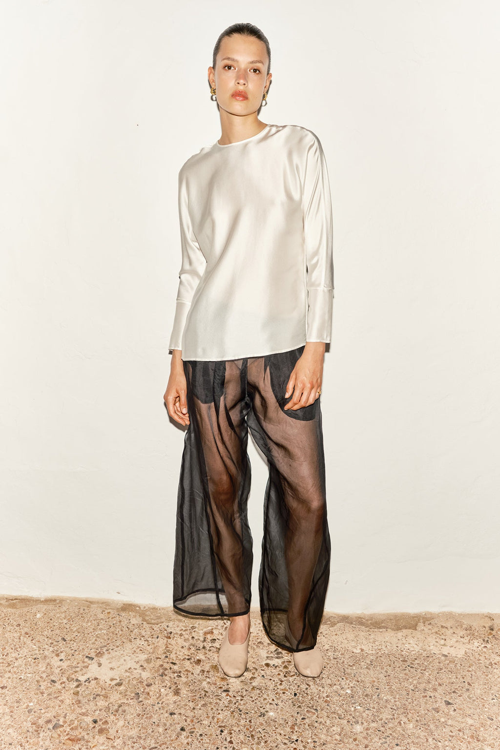 Datura Georgette Judo Pants - Night Black