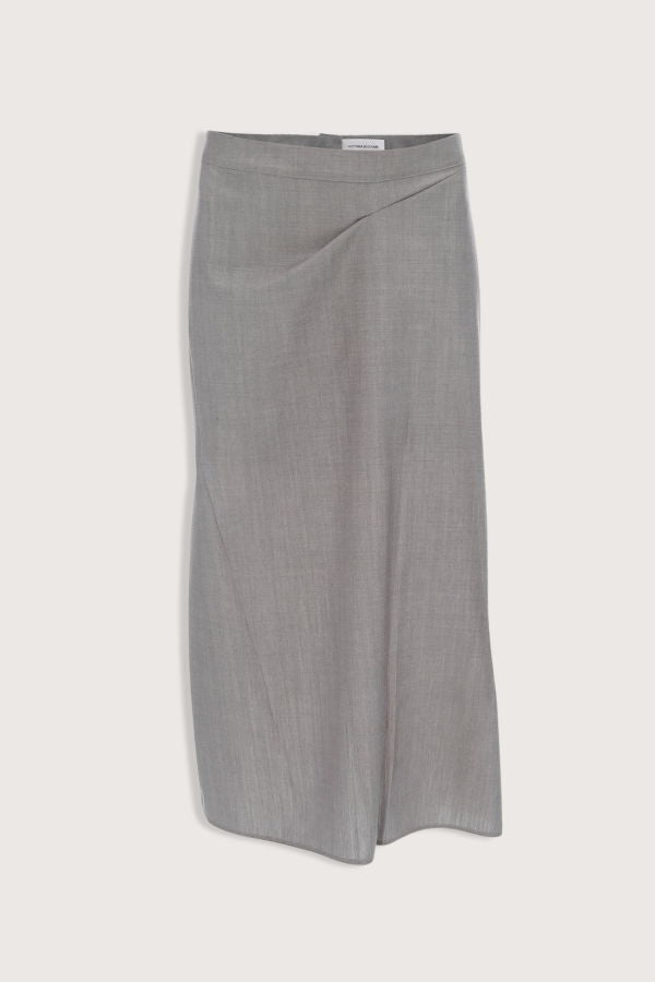 Victoria Beckham Pressed Tailored Flannel Skirt - Dark Grey Melange