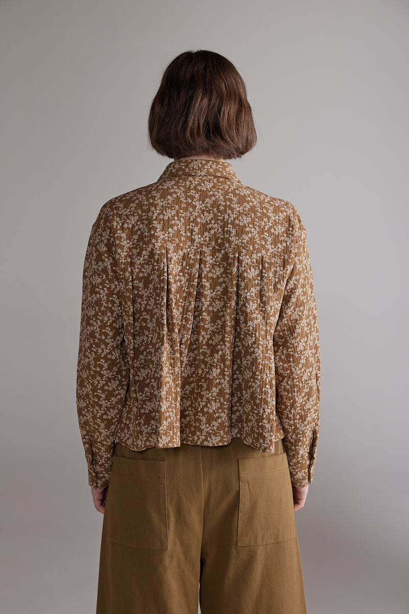 amente Printed Pleated Blouse - Gold/Cream
