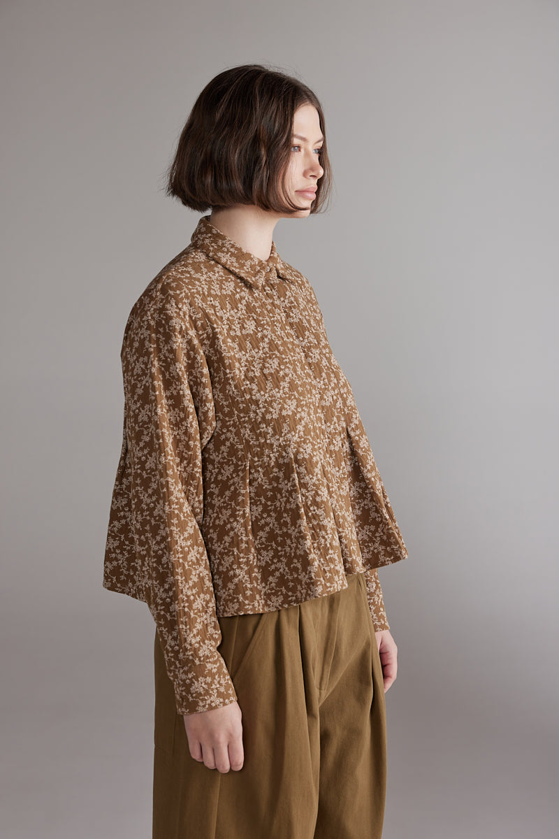 amente Printed Pleated Blouse - Gold/Cream