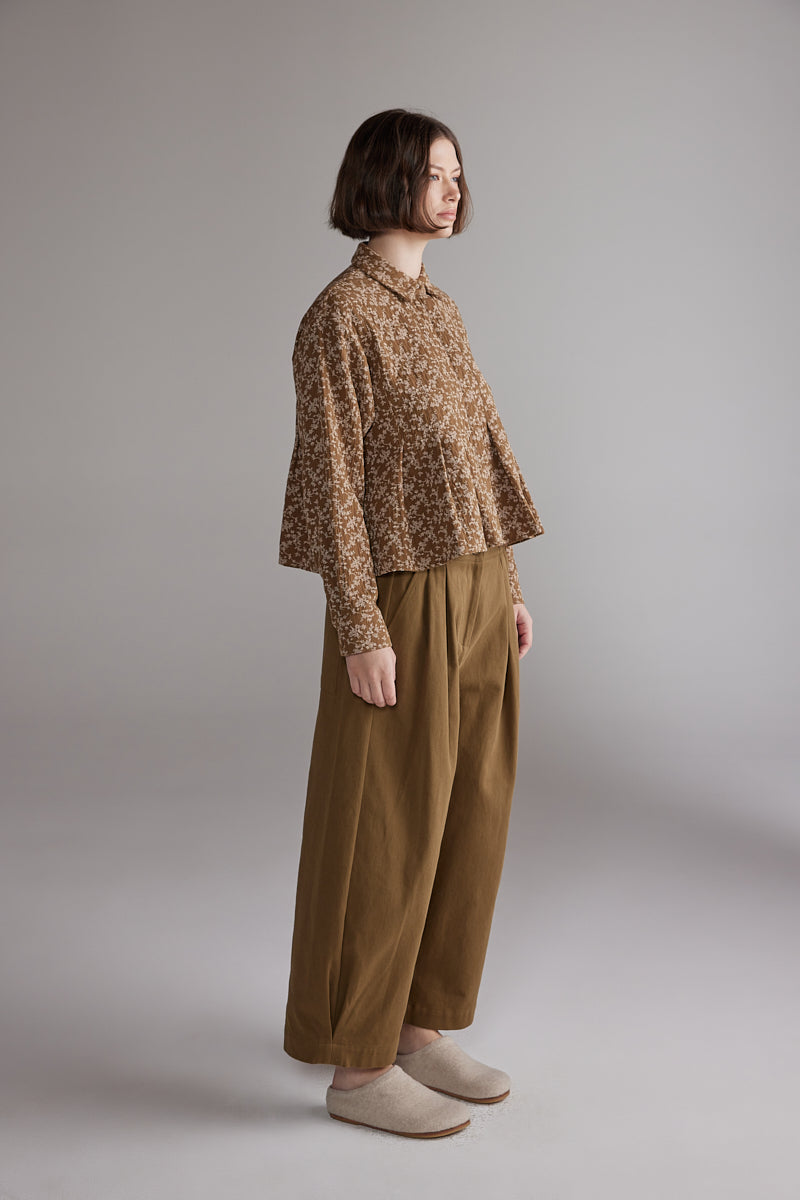 amente Printed Pleated Blouse - Gold/Cream