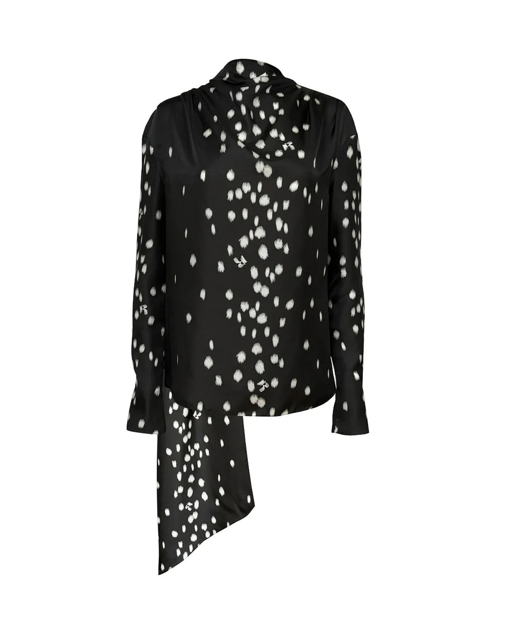 Rochas Printed Twill Blouse with Scarf - Black Beauty
