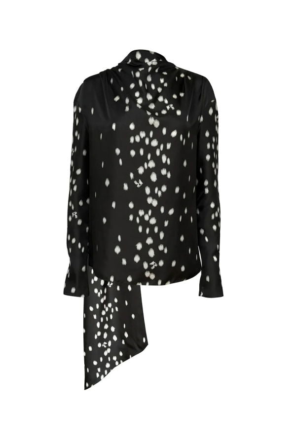 Rochas Printed Twill Blouse with Scarf - Black Beauty