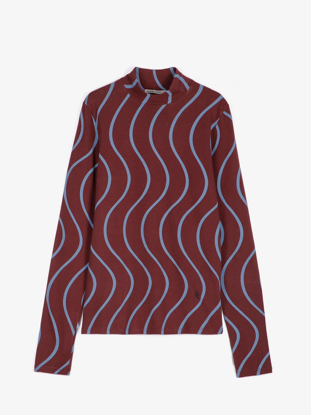 Bobo Choses Psicodelic Stripes Turtleneck Top - Burgundy Red/Blue