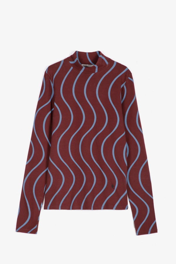 Bobo Choses Psicodelic Stripes Turtleneck Top - Burgundy Red/Blue