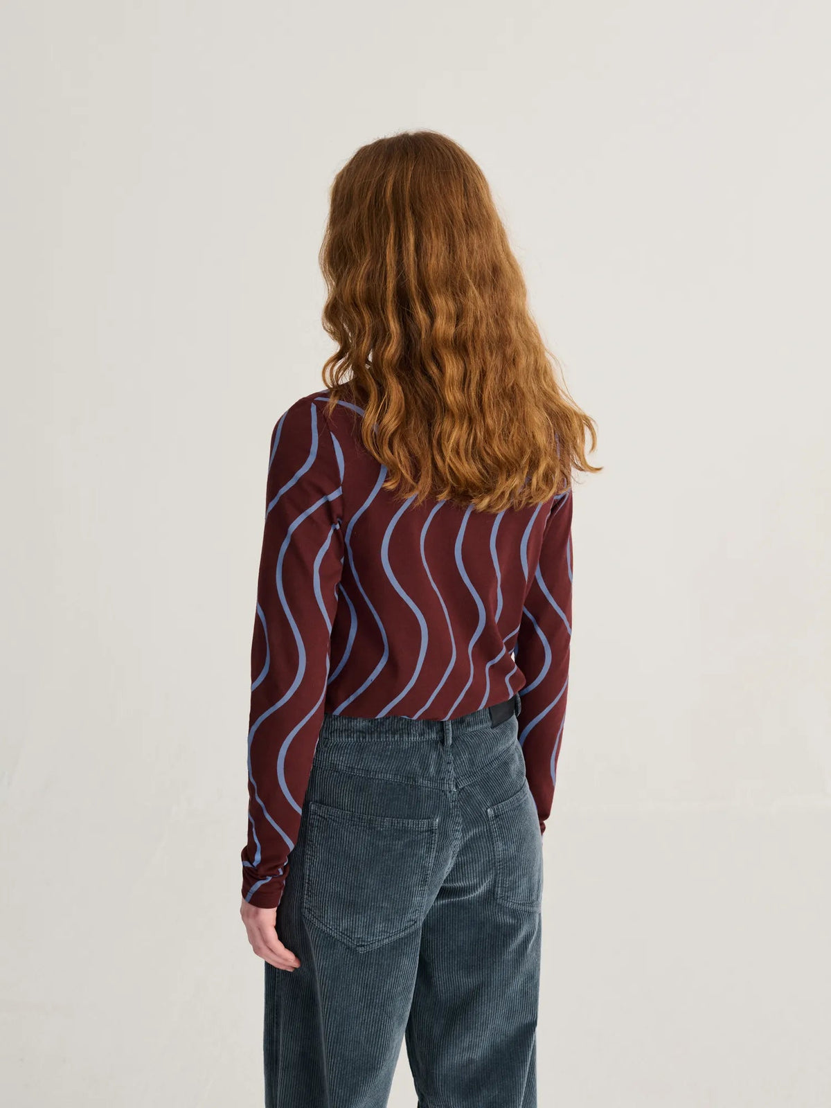 Bobo Choses Psicodelic Stripes Turtleneck Top - Burgundy Red/Blue