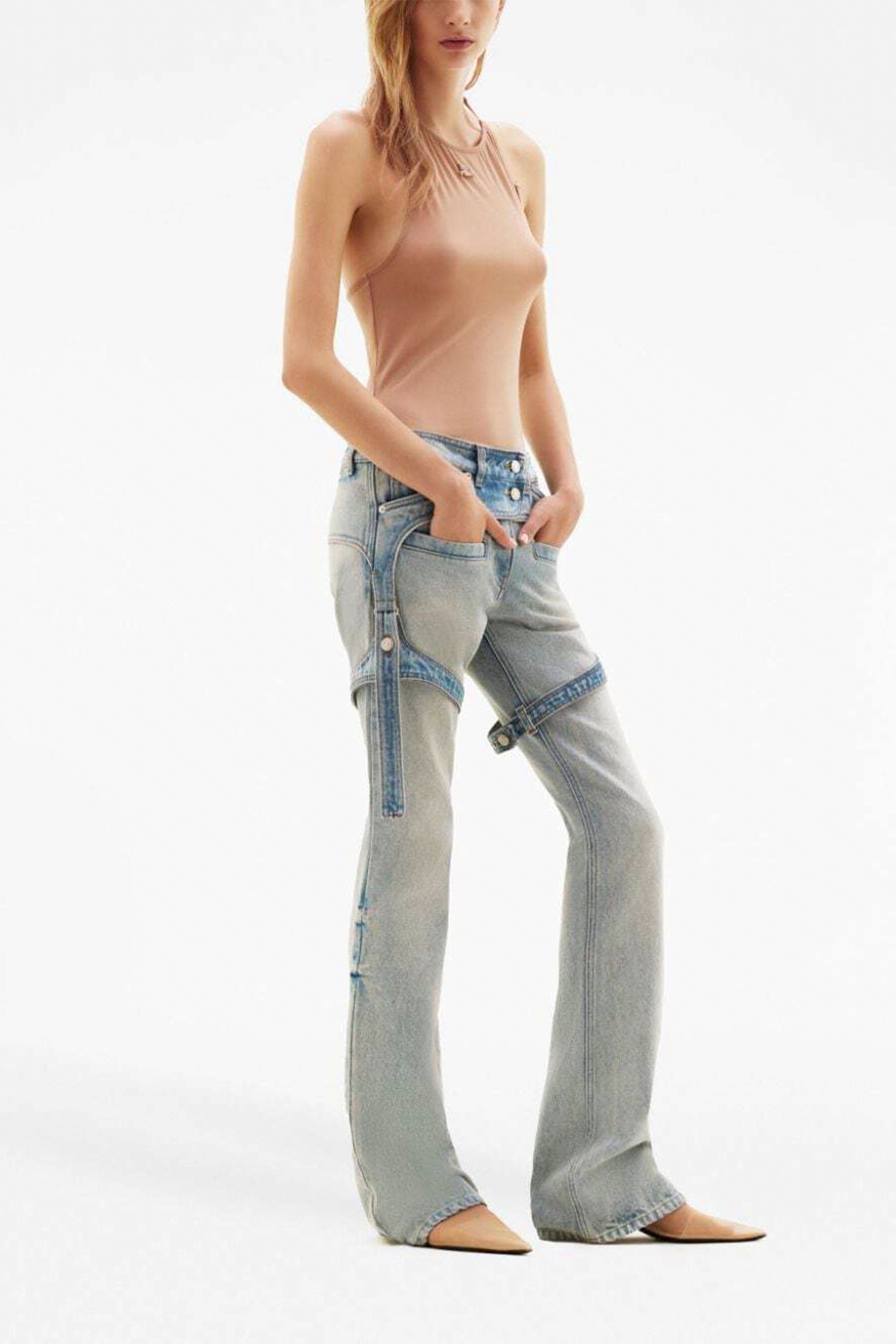 COURREGES Racer Blue Denim Pants - Light Blue Wash