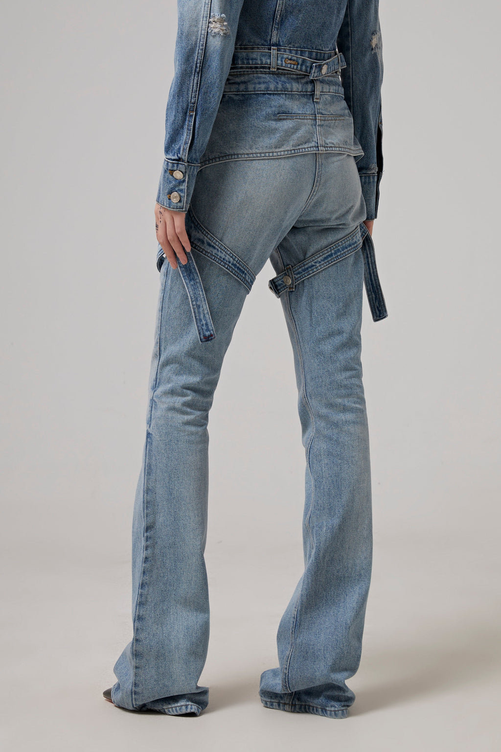 COURREGES Racer Blue Denim Pants - Light Blue Wash