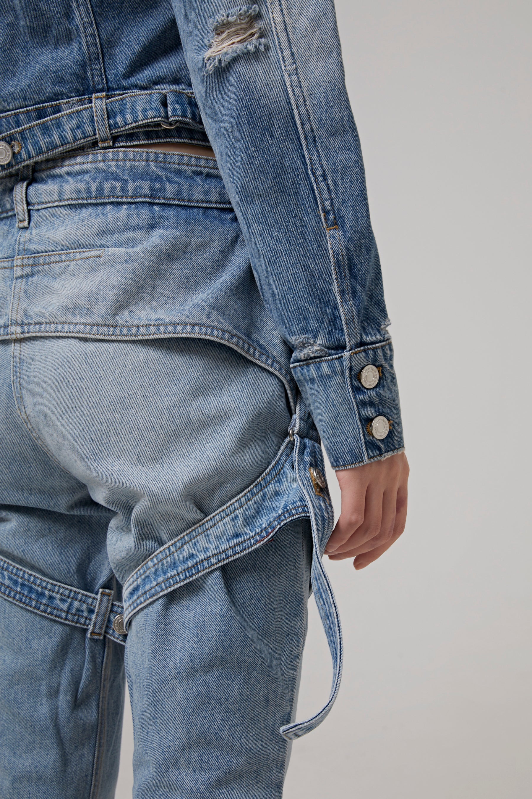 COURREGES Racer Blue Denim Pants - Light Blue Wash