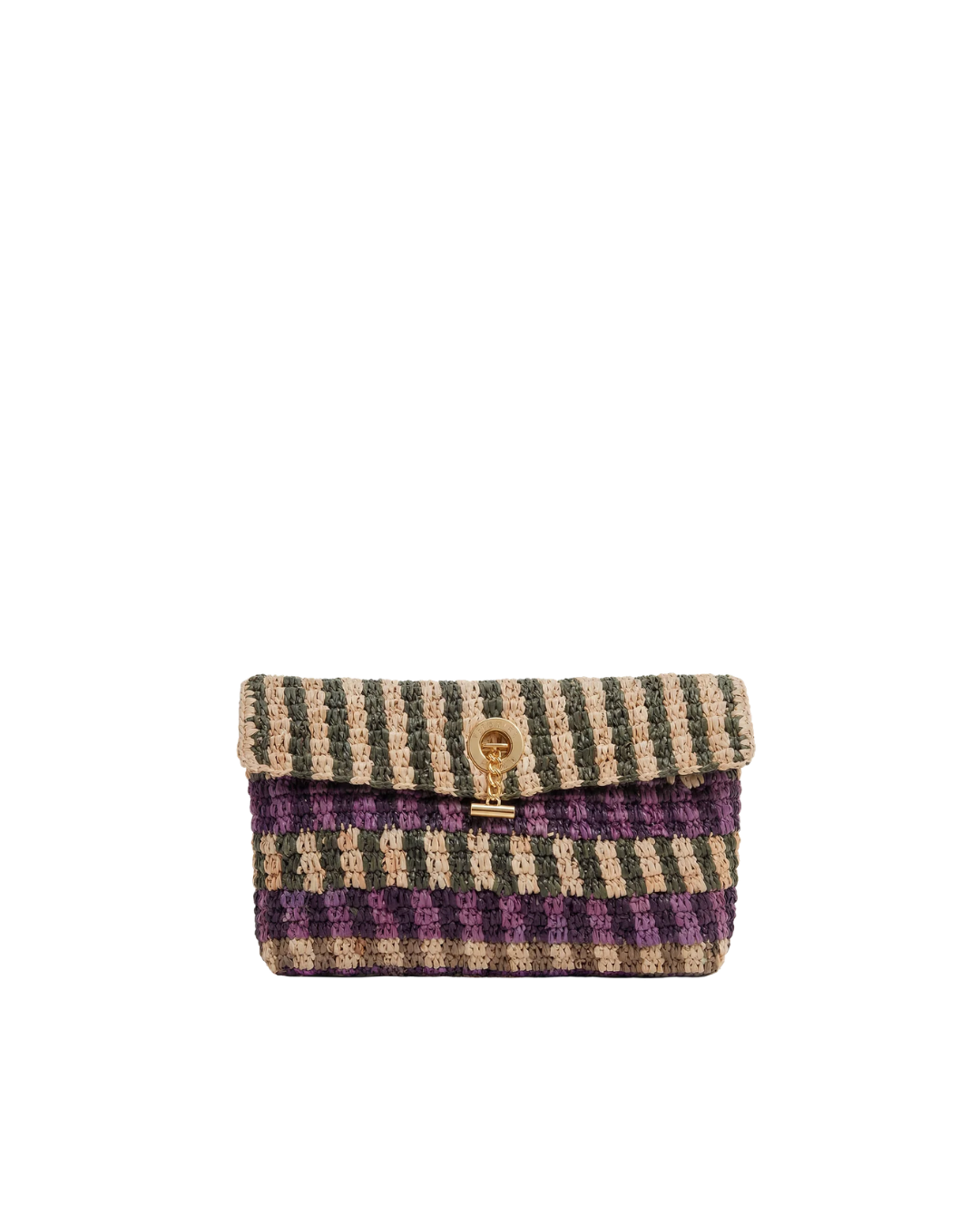 Veronica Beard Raffia Anchor Clutch - Purple Multi
