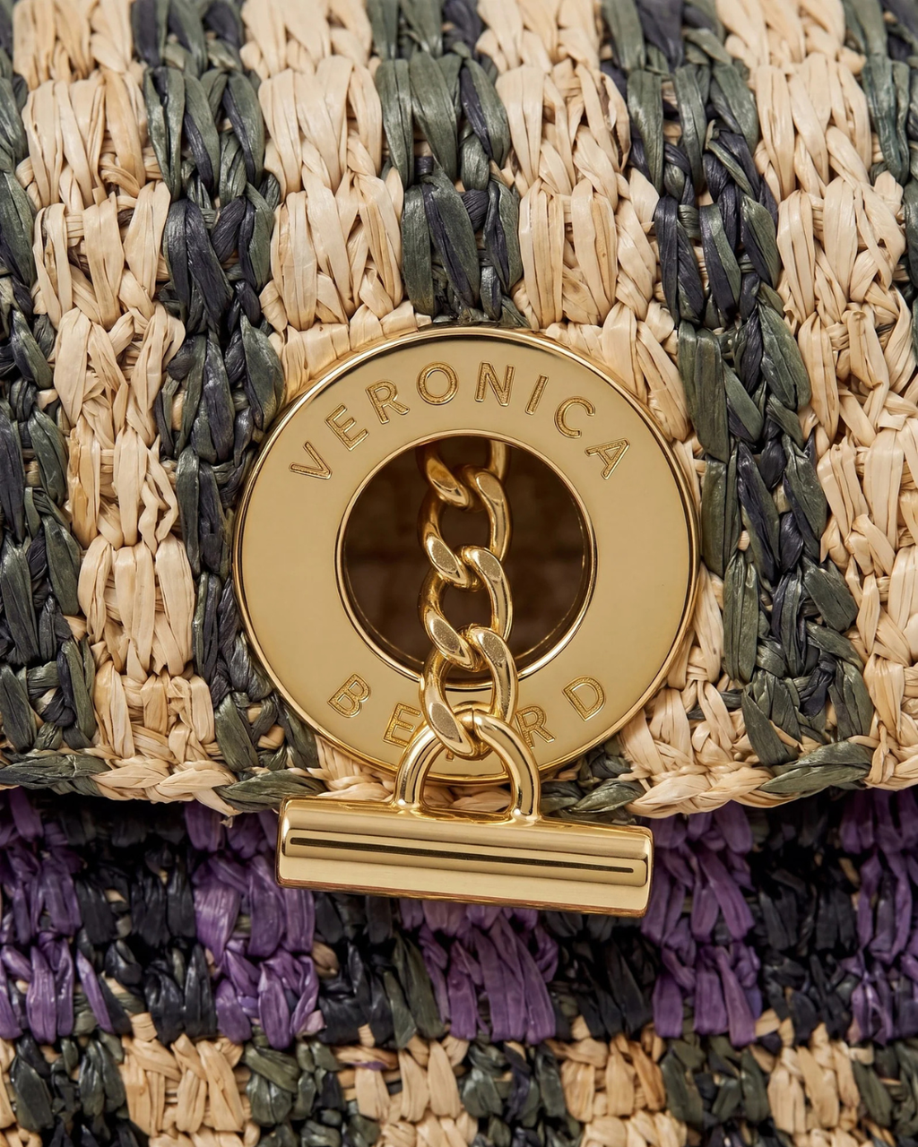 Veronica Beard Raffia Anchor Clutch - Purple Multi