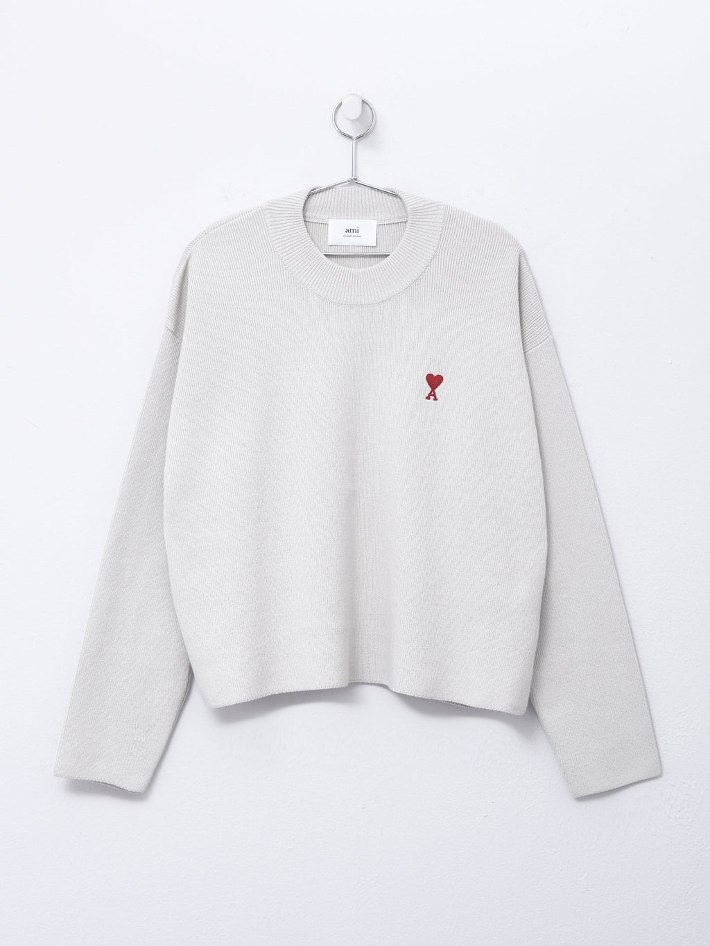 AMI RED ADC CREWNECK SWEATER - CHALK