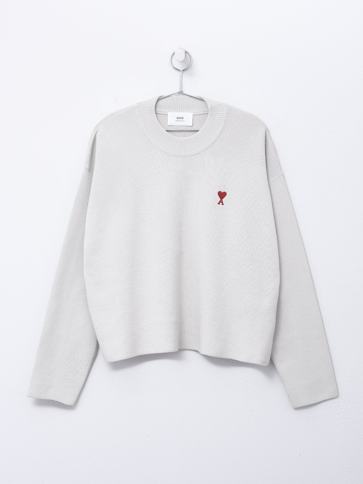 AMI RED ADC CREWNECK SWEATER - CHALK