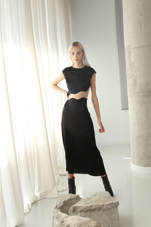 Maet Rhea Silk Skirt - Black